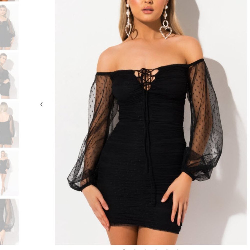 EYES UP LONG SLEEVE RUCHED MINI DRESS